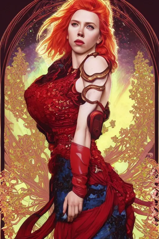 Image similar to celestial scarlett johansson anthropomorphic irish setter, by artgerm and yoshitaka amano and moebius and alphonse mucha, hyperdetailed, dc comics, ornate, nebula, explosions in the sky, trending on artstation