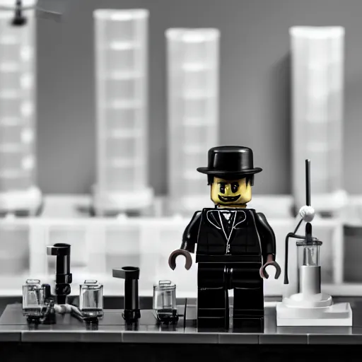 Prompt: Nikola Tesla in his laboratory, a Lego set from the Lego Ideas series, professional product photography ,