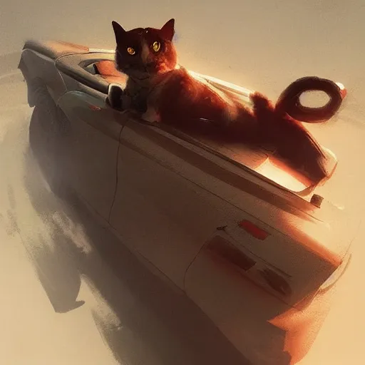 Image similar to 🏎️🐈 ,Greg rutkowski, Trending artstation, cinematográfica, digital Art