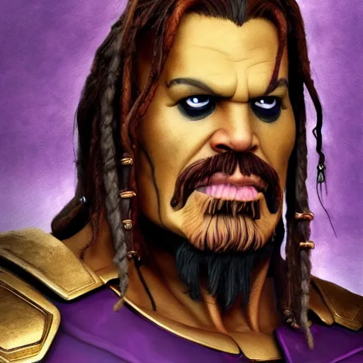 Image similar to thanos as jack sparrow, highly detailed, trending on artstation