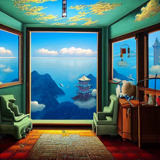 Prompt: the chinese room, by rob gonsalves