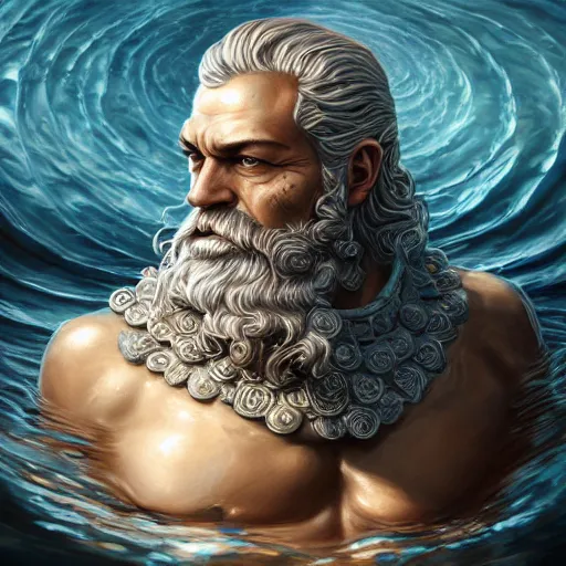 Image similar to poseidon,, ornate, ultradetailed, digital art, irina french, heraldo ortega, mandy jurgens, golden ratio, art canvas, award winning, masterpiece trending on artstation 8 k 1 5 0 mpx