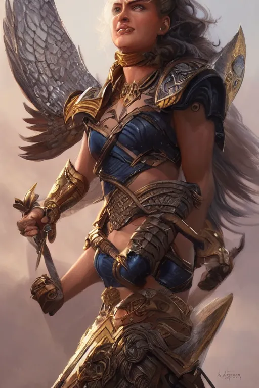 Image similar to amazon valkyrie athena, d & d, fantasy, portrait, highly detailed, headshot, digital painting, trending on artstation, concept art, sharp focus, illustration, art by artgerm and greg rutkowski and magali villeneuve