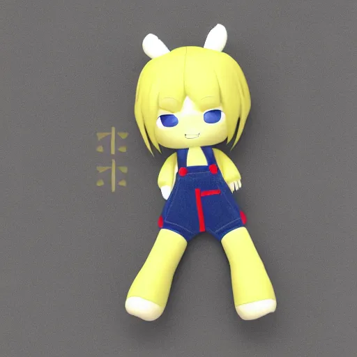 Image similar to cute fumo plush of a girl in overalls, outlines, vray