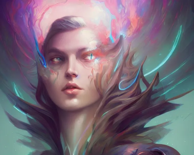 Prompt: portrait of a beautiful supernatural cybernetic emanation, by pete mohrbacher and artgerm and wlop, digital art, highly detailed, intricate, fantasy, mystical, sharp focus, Trending on Artstation HQ, deviantart, unreal engine 5, 4K UHD image