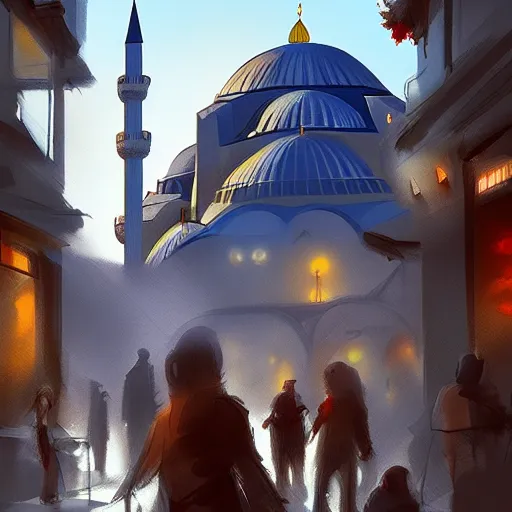 Image similar to a scene from istanbul, concept art by guillermo martinez, artstation,