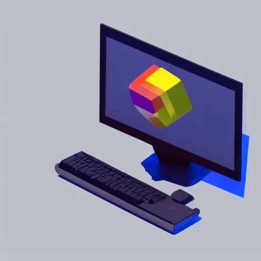 Prompt: a simple pc monitor, mobile game, isometric art, centralised, low poly, mohamed chahin, blender cycles render, solid colours material, no background and shadows