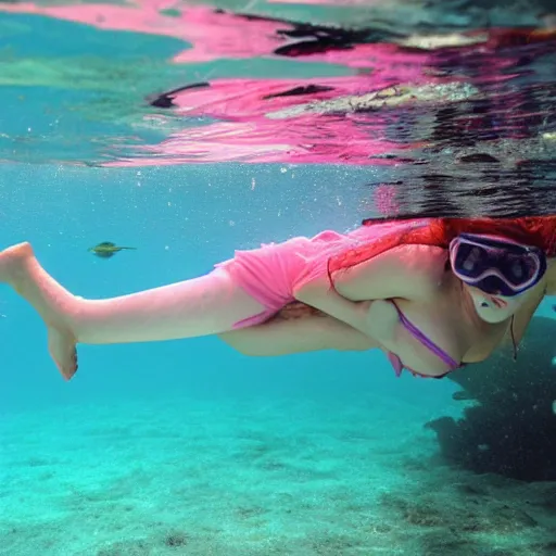 Prompt: beautiful teen underwater in a sundress
