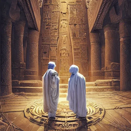 Image similar to an african moor wearing white robes and turban in the valley of the kings, ornate steampunk stargate, front game card, marvel comics, dark, intricate, highly detailed, smooth, artstation, digital illustration by ruan jia and mandy jurgens and artgerm and wayne barlowe and greg rutkowski and zdislaw beksinski.