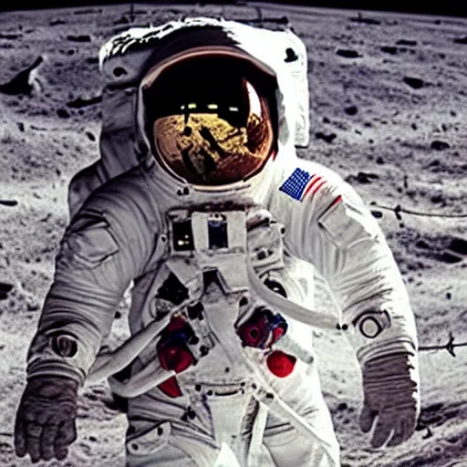 Prompt: photo of an old astronaut suit holding an electric guitar on the moon. detailed