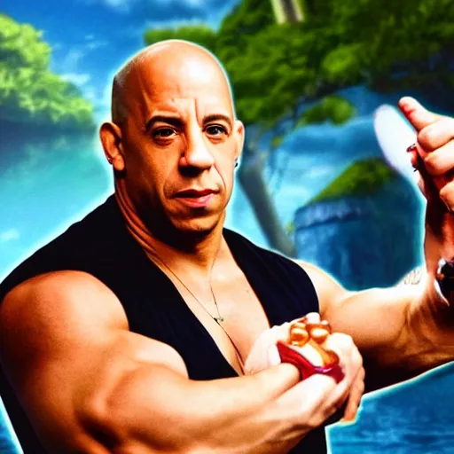 Prompt: Vin Diesel as a pokemon monster