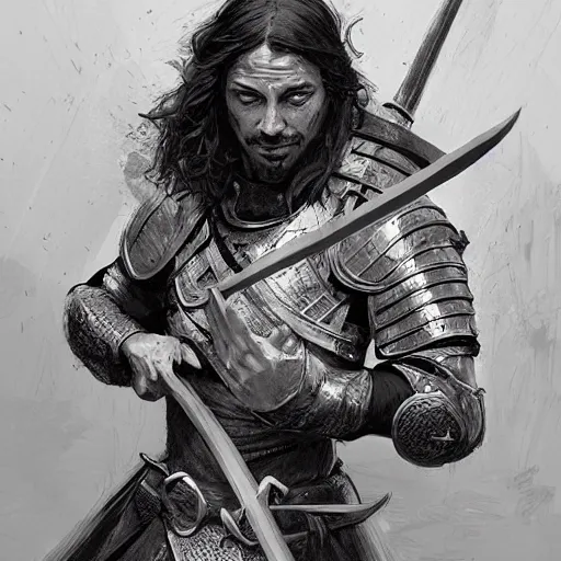 Image similar to Portrait of a medieval fighter with a spear, 14th century, d&d, character, marvel comics, dark, intricate, highly detailed, smooth, artstation, digital illustration by Ruan Jia and Mandy Jurgens and Artgerm and Wayne Barlowe and Greg Rutkowski and Frank Frazetta