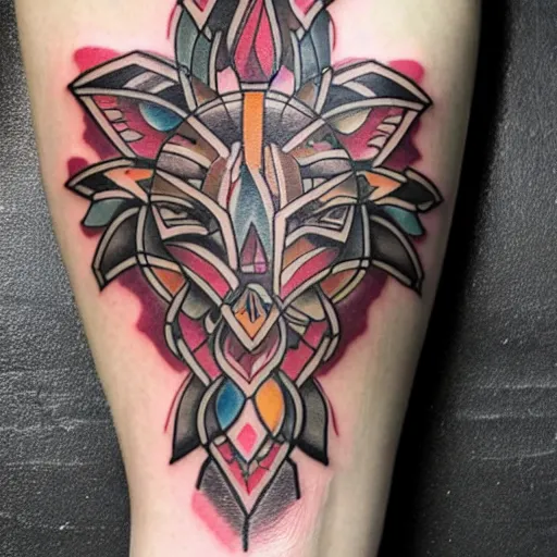 Image similar to a photo off a full body tattoo in the style of neo tribal