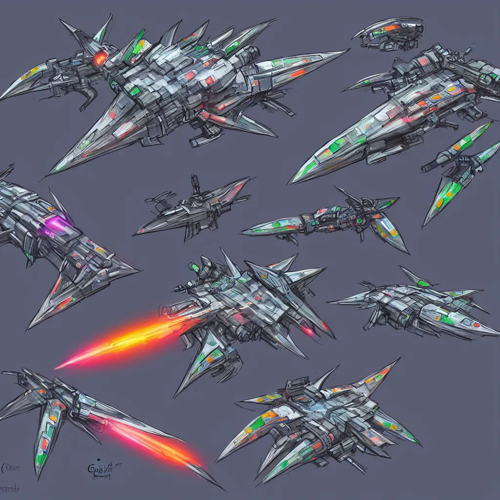 Image similar to combat spaceship from the side concept art colorful by gurmukh basin