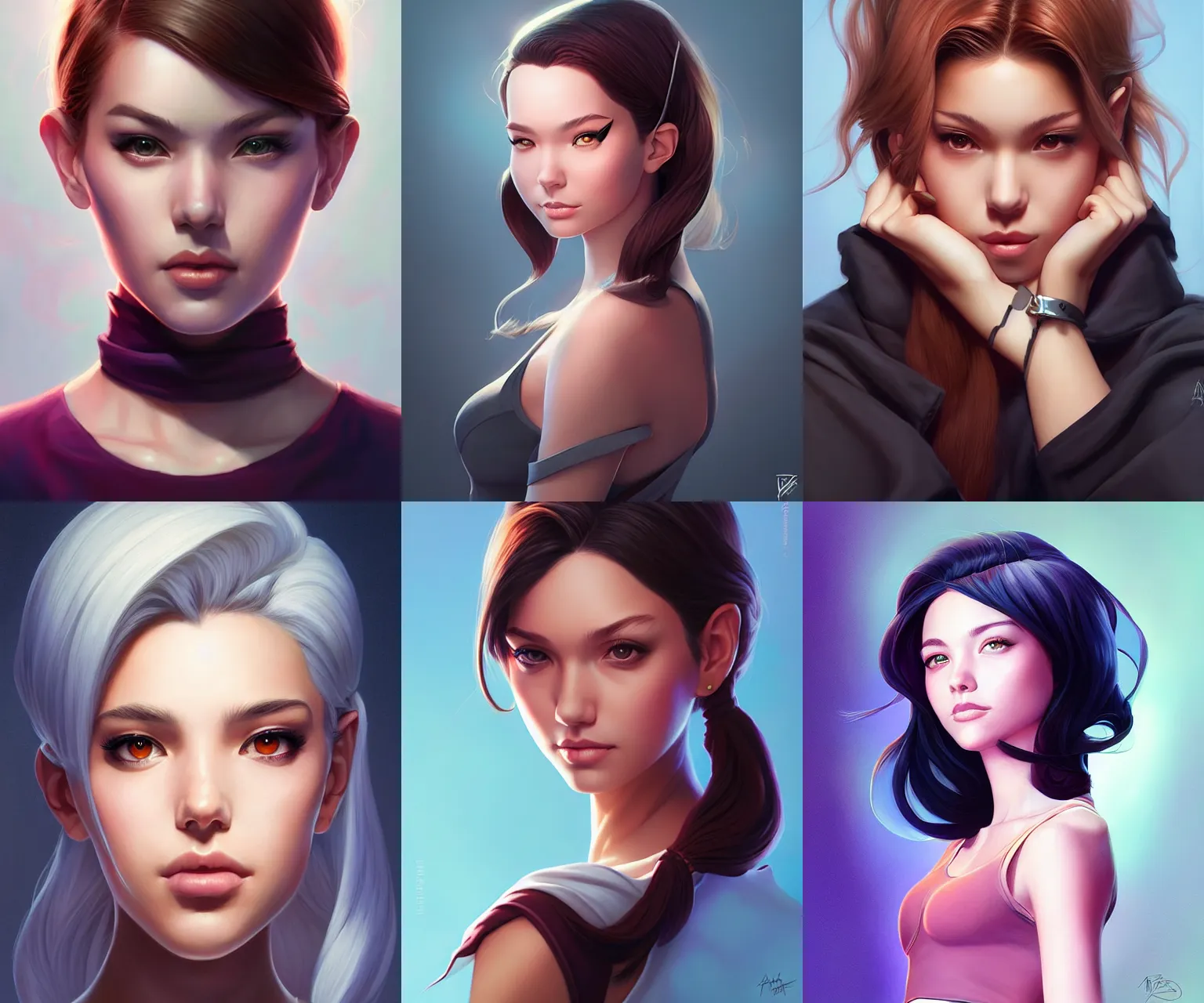 Prompt: portrait by artgerm and loish, styled by rhads