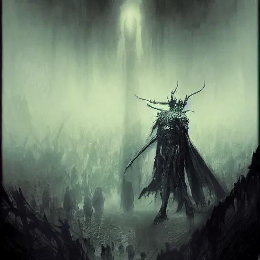 Image similar to night king concept art, beksinski, wayne barlowe, adrian smith concept art, ruan jia, weta workshop the hobbit, trending on artstation, dark soul concept art