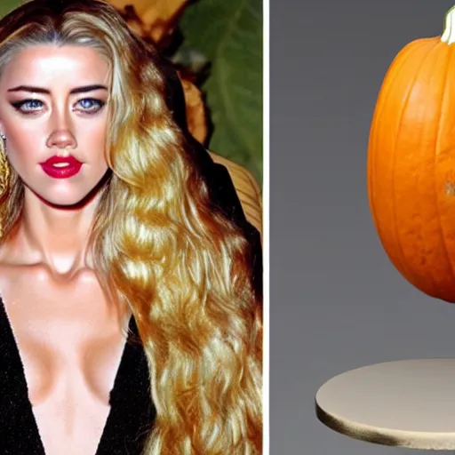 Image similar to gourd carved to look like the face of amber heard