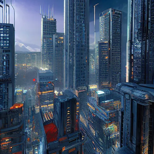 Image similar to “ salt lake city cityscape, biomechanical, environmental concept art, rendered in 3 d, unreal engine, cyberpunk ”