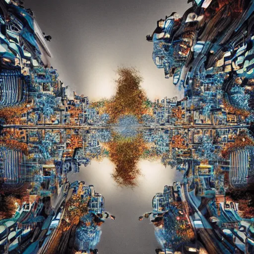 Prompt: a fractal city, professional photography