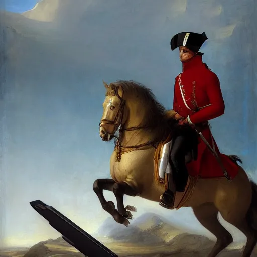 Prompt: Portrait of Napoleon Bonaparte and his new electric scooter by Jeremy Lipkin and Giuseppe Dangelico Pino, oil on canvas, epic pose, cinematic, poster, 8k