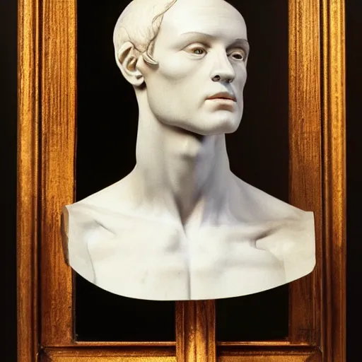 Prompt: a portrait beautiful athletic male holographic marble manequin, painted by michelangelo