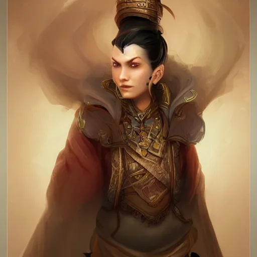 Prompt: Trying new style. I wanted to design fun character based on historical figure. Modun Shanyu by Bastien Lecouffe-Deharme, trending on artstation