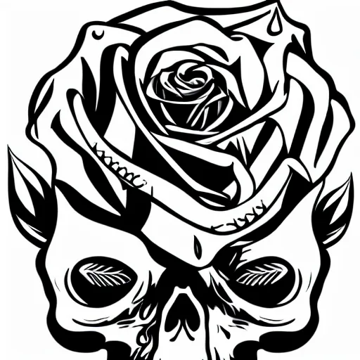 Image similar to rose n skull tattoo vector art