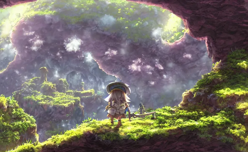 Image similar to made in abyss beautiful scenery, ultra detailed, 8k