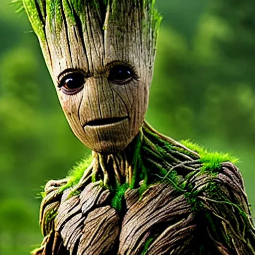 Prompt: groot with a grass beard