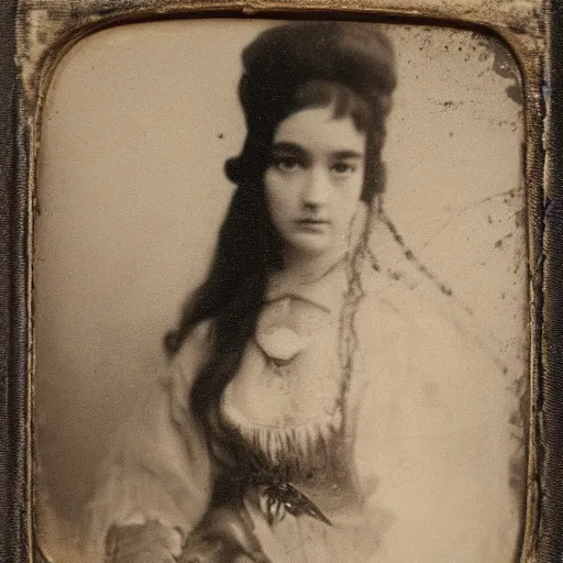 Prompt: daguerreotype ambrotype of a young courtesan very intricate, highly detailed,