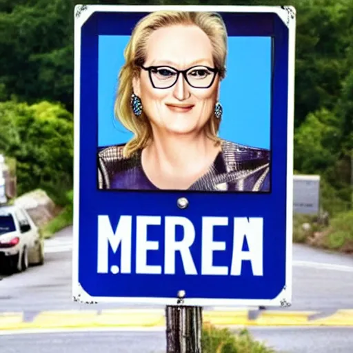 Image similar to meryl streep on a road sign