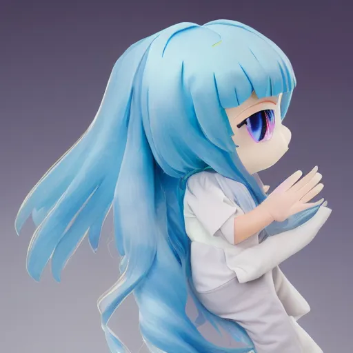 Image similar to cute fumo plush of a girl who controls the weather, water goddess, caustics, vray