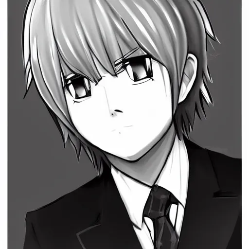 Prompt: trump as anime character cover monochrome stylish art station