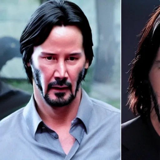 Prompt: Keanu Reeves as Batman unmasked