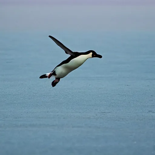 Image similar to a penguin flying around the world