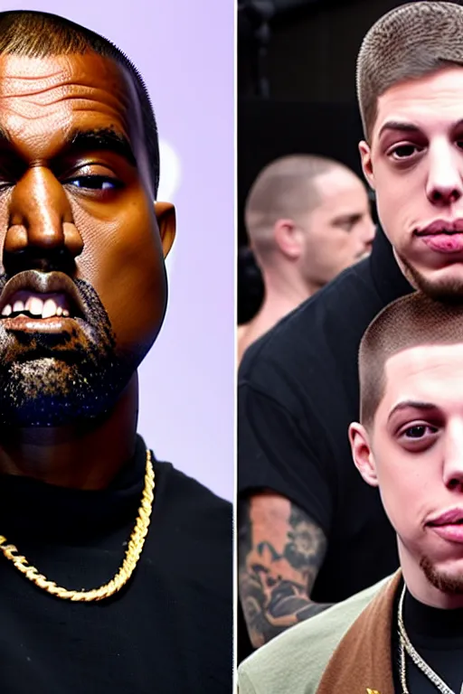 Prompt: kanye west and pete davidson, mtv celebrity death match