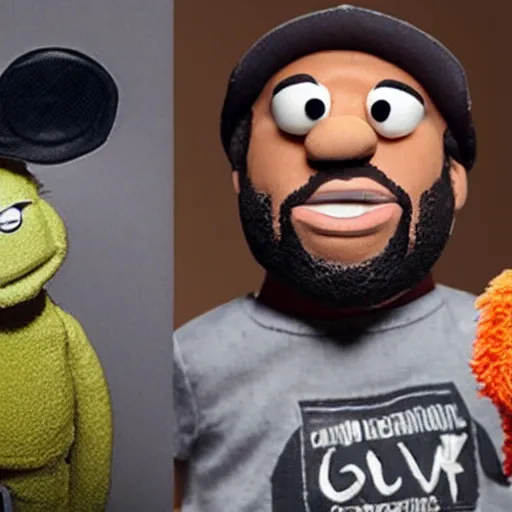 Image similar to ice cube as a muppet,