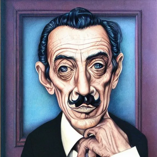 Prompt: portrait of Dali, artwork by Daniel Merriam,