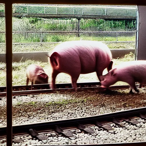 Image similar to pigs in a train, photo