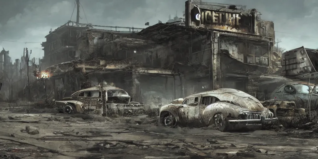 Image similar to fallout concept art car render ultra unreal engine 5