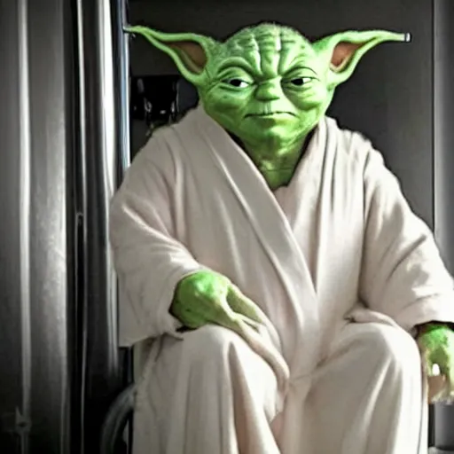 Image similar to elon musk sitting on toilet, but elon musk is yoda seat