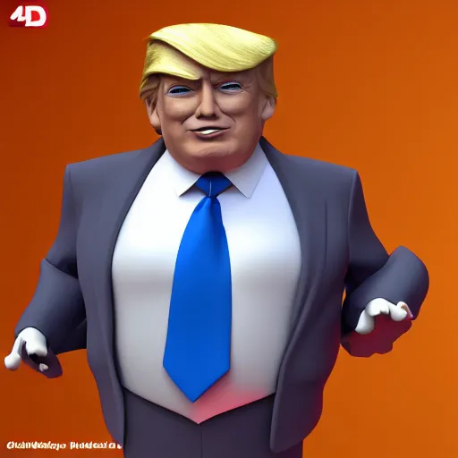 Image similar to Donal Trump as disney character, 3d render, 4k