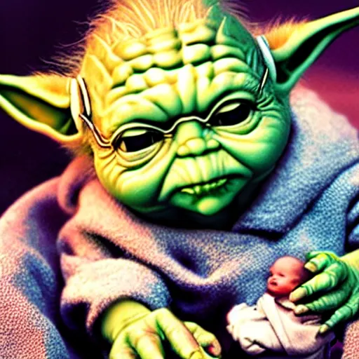 Image similar to Baby Walter White and Baby Yoda, photorealistic,