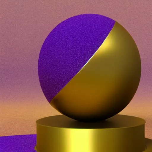 Prompt: A golden sphere on top of a purple base, high quality, photo realistic, 3D render.