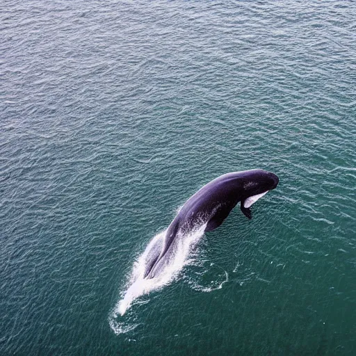 Image similar to drone photography of a humpback whale in a Sea Loch