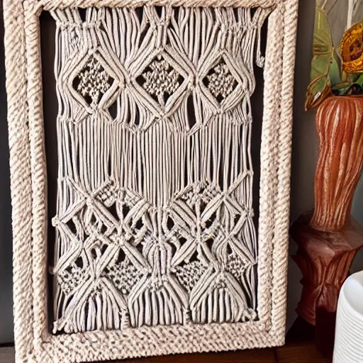 Prompt: painting of macrame design bohemian style