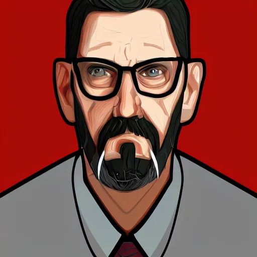 Prompt: portrait of gordon freeman, highly detailed, centered, solid color background, digital painting