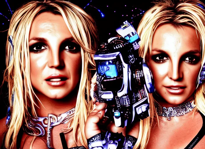 Prompt: super macro of britney spears. fantasy cyberpunk style. highly detailed 8 k. intricate. nikon d 8 5 0 3 0 0 mm. award winning photography.