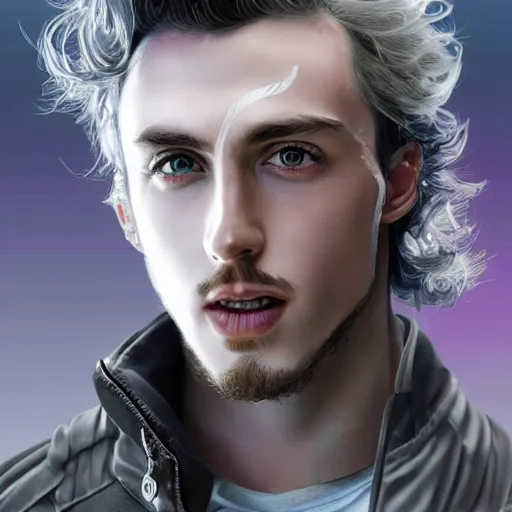 Prompt: full shot, aaron taylor johnson as quicksilver, digital painting, concept art, smooth, sharp focus, dressed!!!! illustration by artgerm, yoshitaka amano, krenz cushart, shinji aramaki