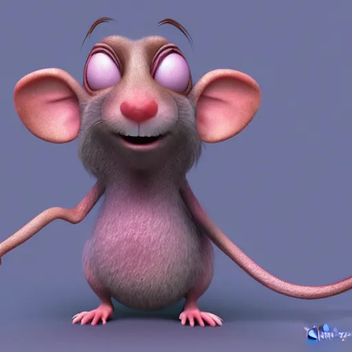 Image similar to a happy rat, pixar, 3 d render, disney, beautiful,